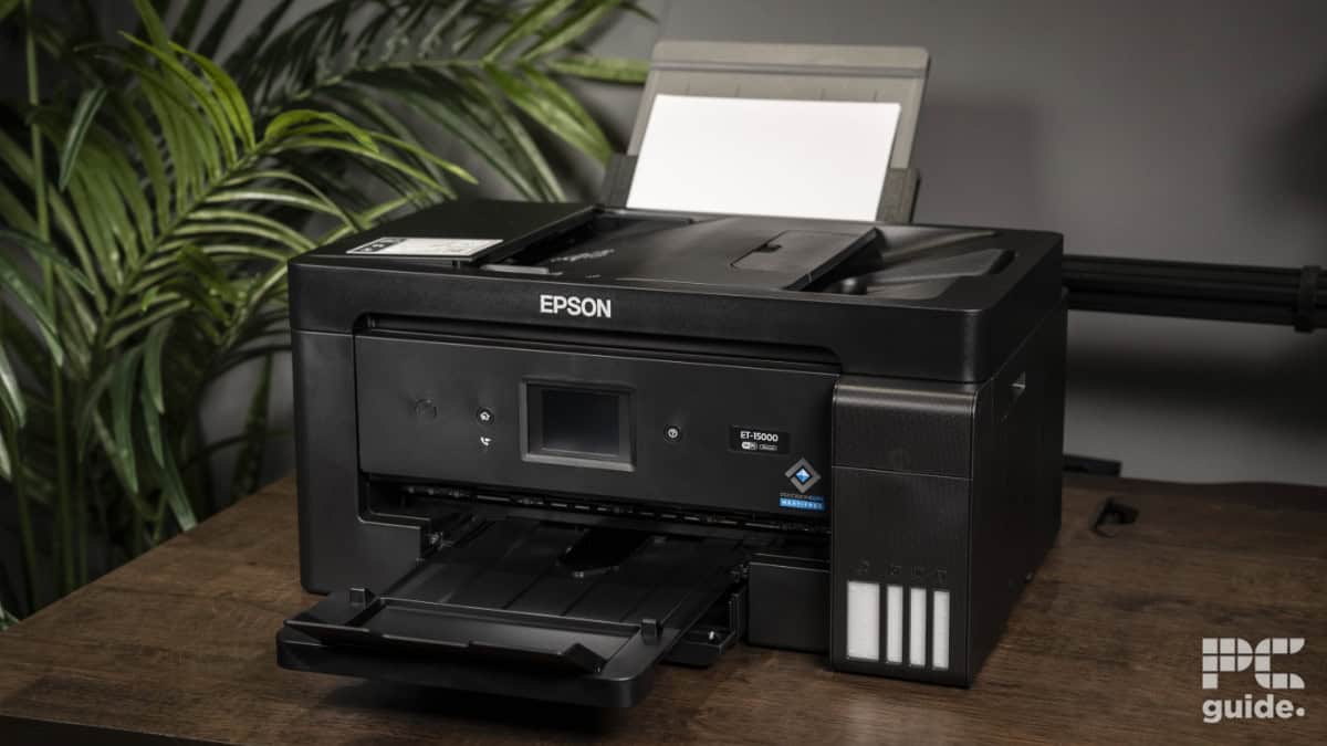 Epson ET-15000 Printer front on unfolded, Image by PC Guide