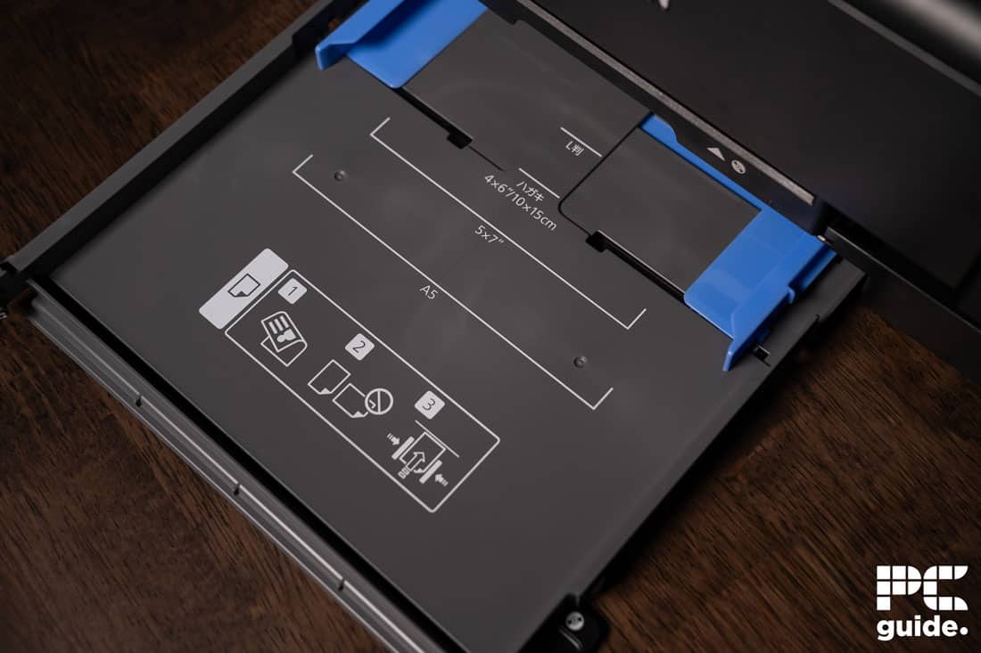 Epson EcoTank ET-8550 front paper tray, Image by PC Guide