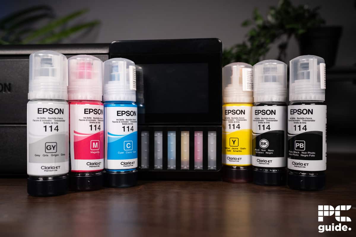 Epson EcoTank ET-8550 inks and ink tank, Image by PC Guide