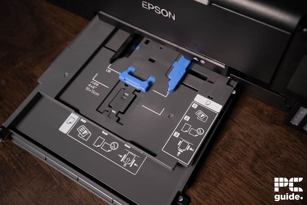 Epson EcoTank ET-8550 small form front paper tray, Image by PC Guide
