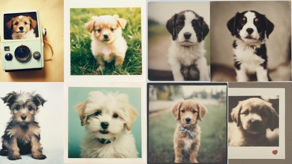 A collage of pictures of dogs and a camera capturing differences.