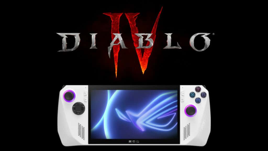 Asus ROG Ally Diablo 4 - logo and handheld
