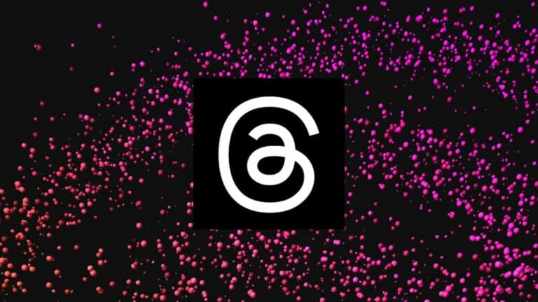 Does Threads allow multiple accounts or profiles? Image shows Threads logo on black background with pink and orange bubbles