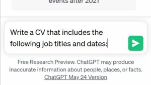 ChatGPT Write a CV
