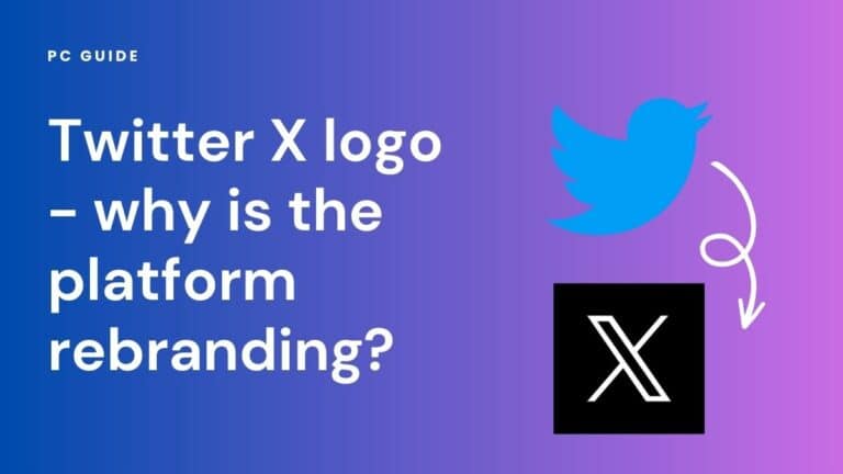 Twitter X logo - why is the platform rebranding? Image shows the text "Twitter X logo - why is the platform rebranding?" next to the Twitter bird logo and the Twitter X logo on a purple gradient background.