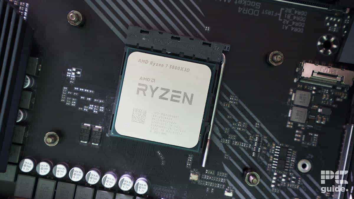 5800X3D uncovered inside a motherboard