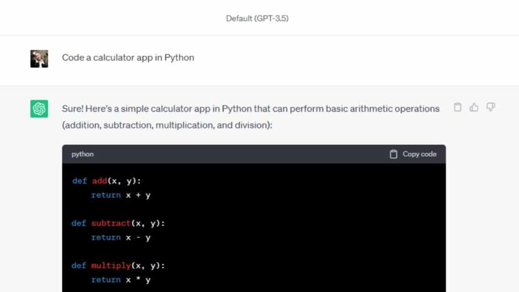 Code a calculator app in Python