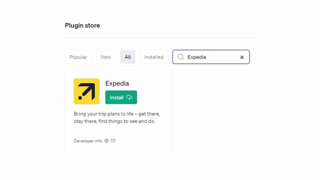 How to install the Expedia plug-in for ChatGPT.