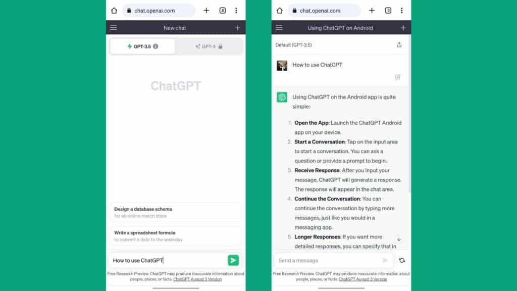 How to use ChatGPT mobile browser