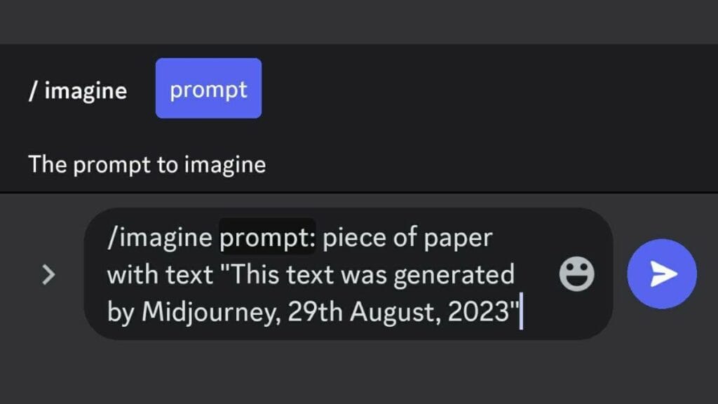 Midjourney prompt to generate text
