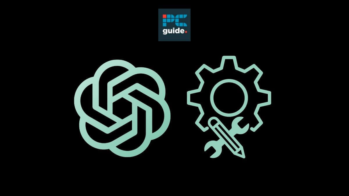 Image shows the ChatGPT logo on a black background below the PC guide logo
