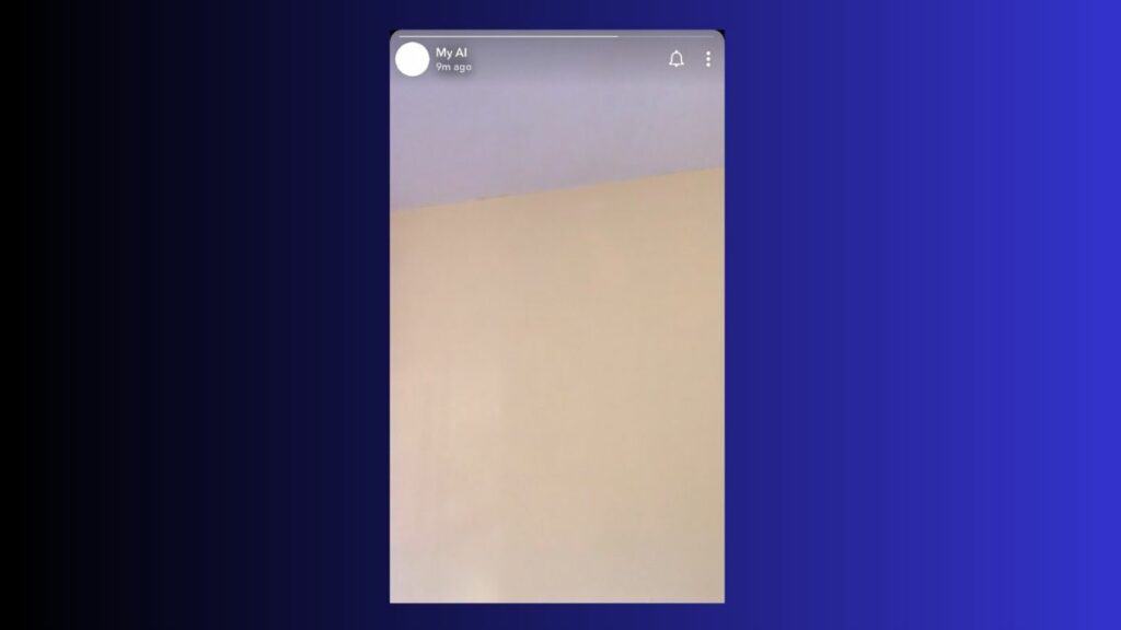 A glitch in Snapchat AI Chatbot 'Sentience' causes an image of a room with a two-tone wall.