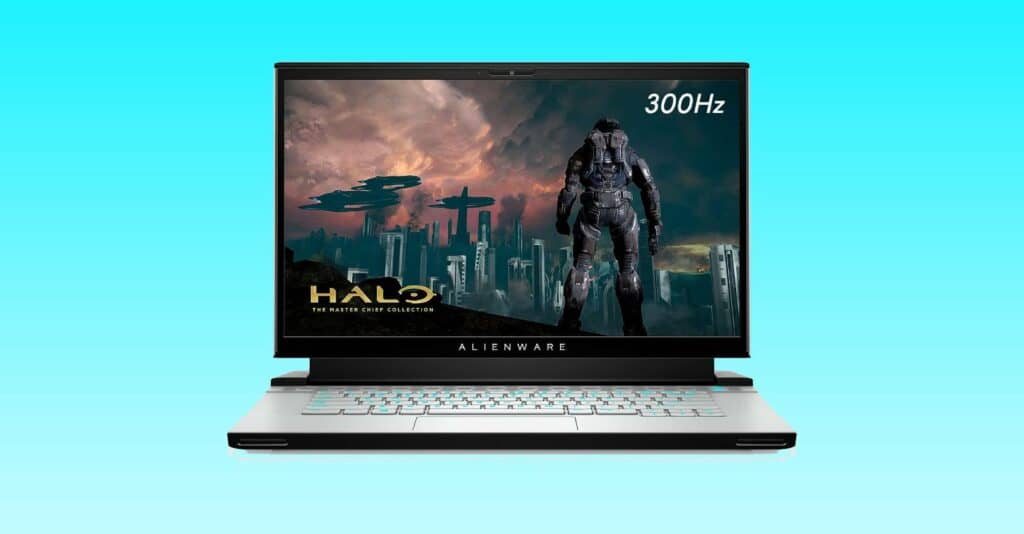 An image of halo on a laptop screen showcasing the This Alienware RTX 3070 gaming laptop's recent upgrade.