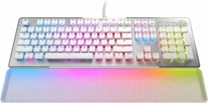 ROCCAT Vulcan II Max gaming keyboard with colorful lights.