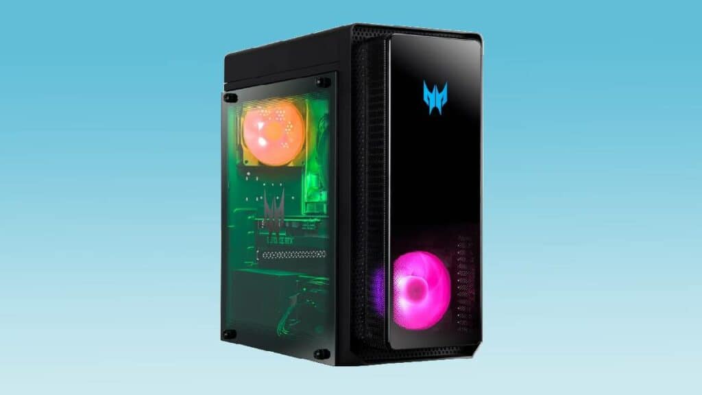 Acer Predator Orion Gaming PC Amazon deal Modified description: An Amazon deal crashes the price of this vibrant RTX 3060 gaming PC.
