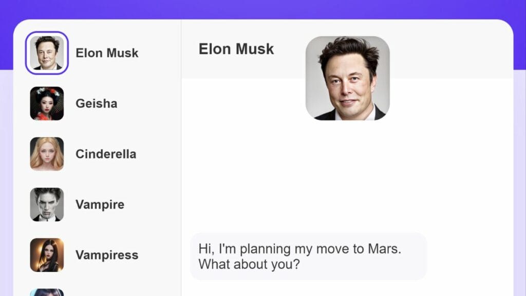 Elon Musk on Botify AI app.