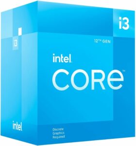 Intel i3-12100F processor with Intel core i3 1333 ghz octa core.