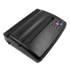 A black printer on a white background, perfect for tattoo artists and enthusiasts.