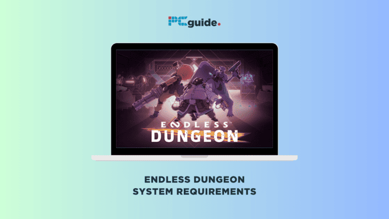 A laptop with the title "Endless Dungeon system requirements - recommended specs".