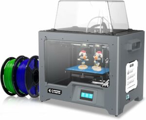 A FlashForge Creator Pro 2 3D printer with a spool of filament.