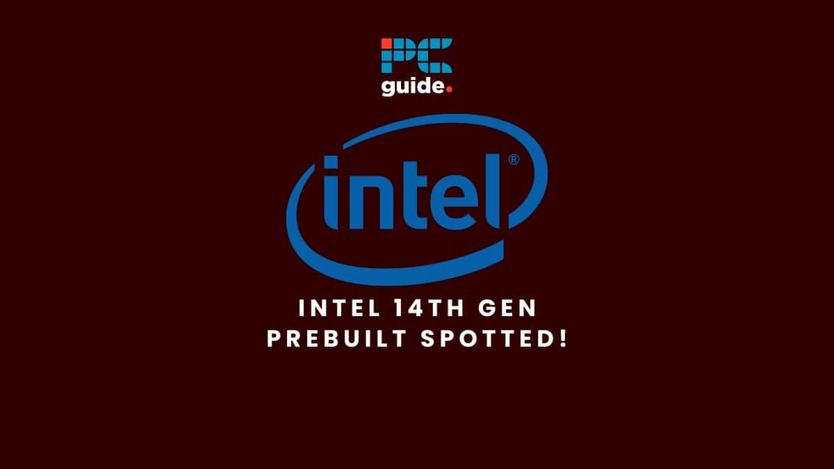 The Intel 14th gen prebuilt processor is shown on a black background.