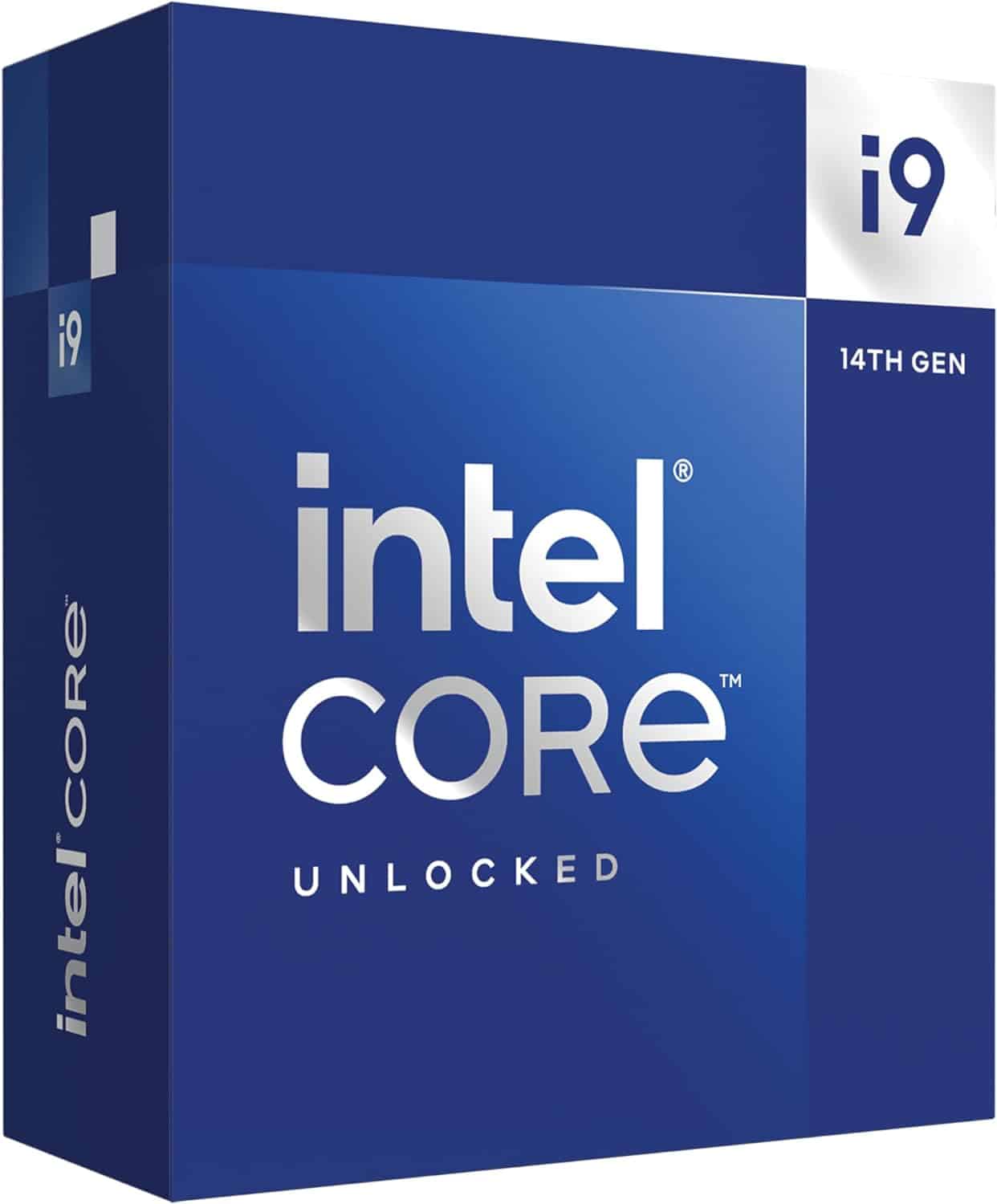 Intel Core i9 unlocked box featuring the 14900K desktop CPU.