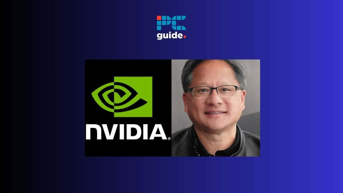 A man with glasses and an Nvidia logo discusses the importance of AI.