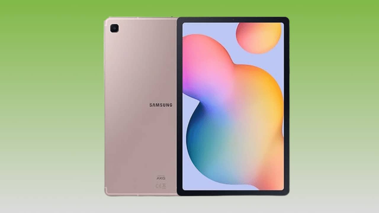 The Samsung Galaxy Tab A10 is shown on a green background, featuring the SAMSUNG keyword.