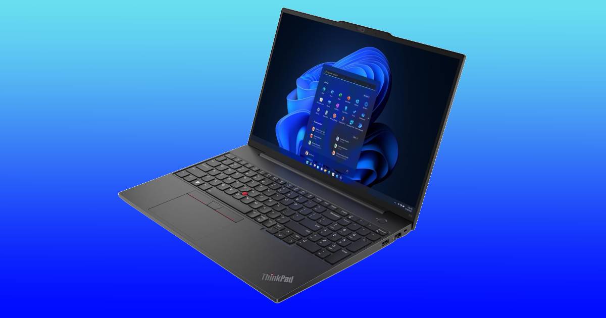 The Lenovo ThinkPad X1 laptop is showcased on a blue background in this superb Prime Day laptop deal.