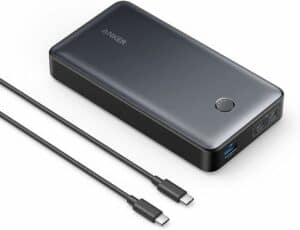 The Anker 537 Portable Charger is a power bank with a USB cable attached to it.