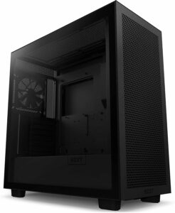 The NZXT H7 Flow computer case stands out on a clean white background.