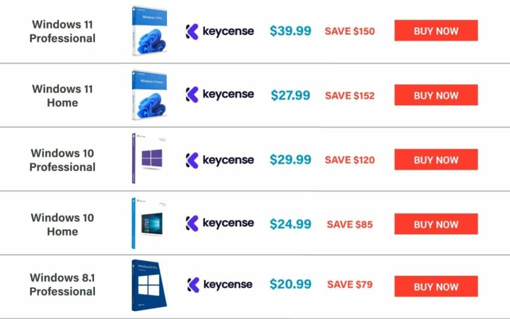 Black Friday and Cyber Monday deals for Windows on Keycense