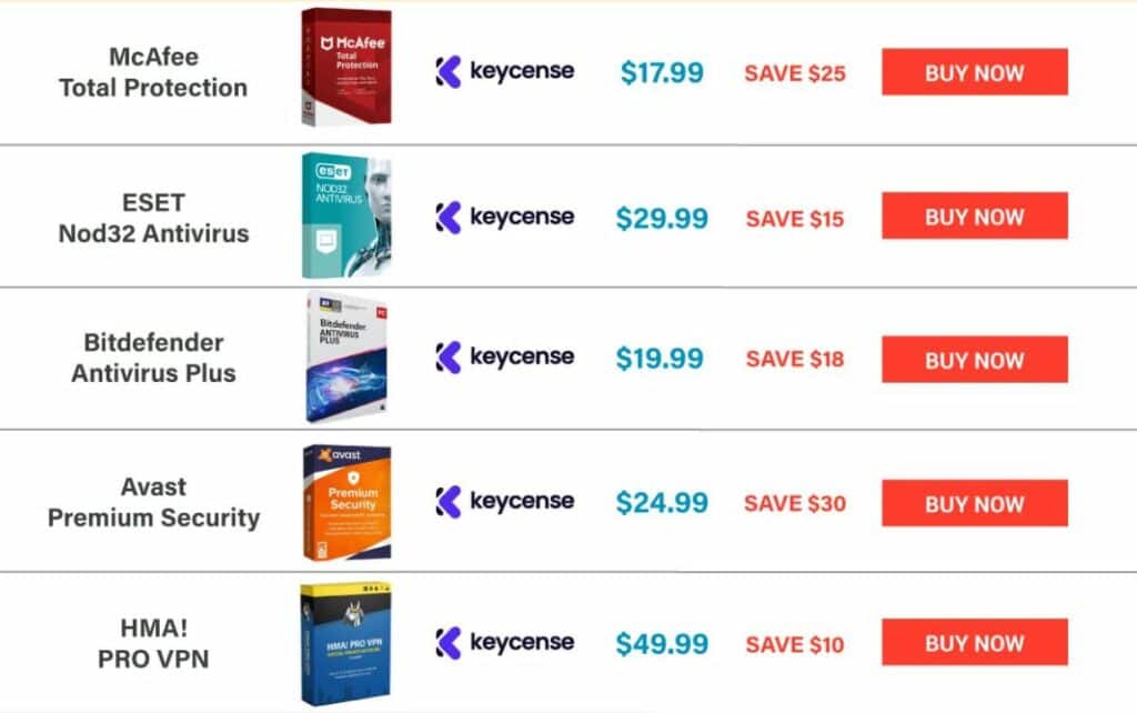 Black Friday and Cyber Monday deals for antivirus on Keycense