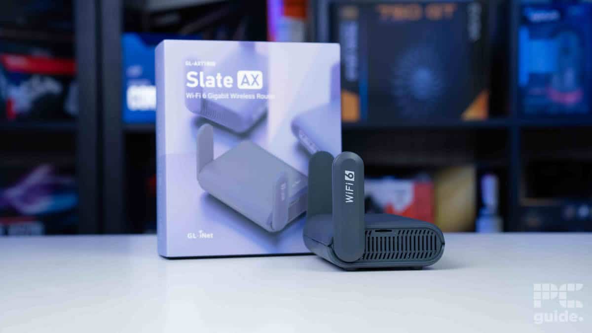GL.iNet GL-AXT1800 (Slate AX) router side box, Image by PCGuide