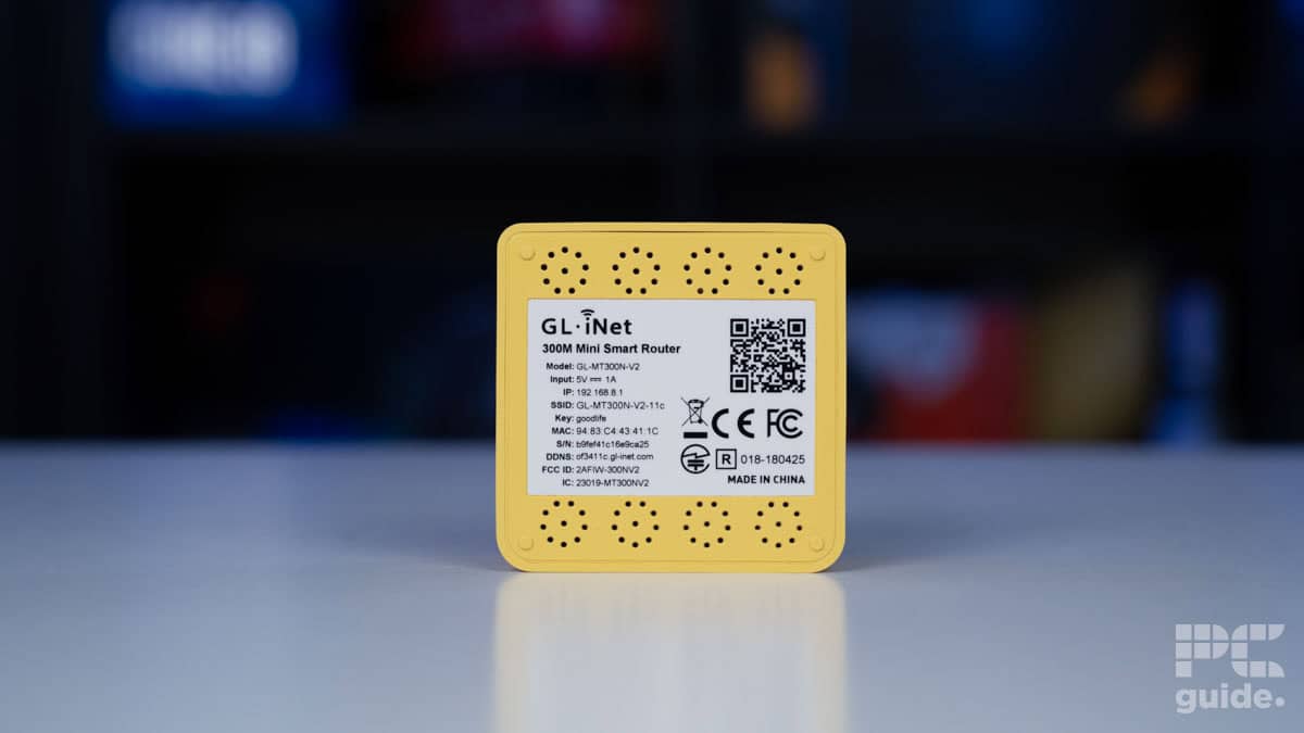 GL.iNet GL-MT300N-V2 Mango bottom specs, Image by PC Guide