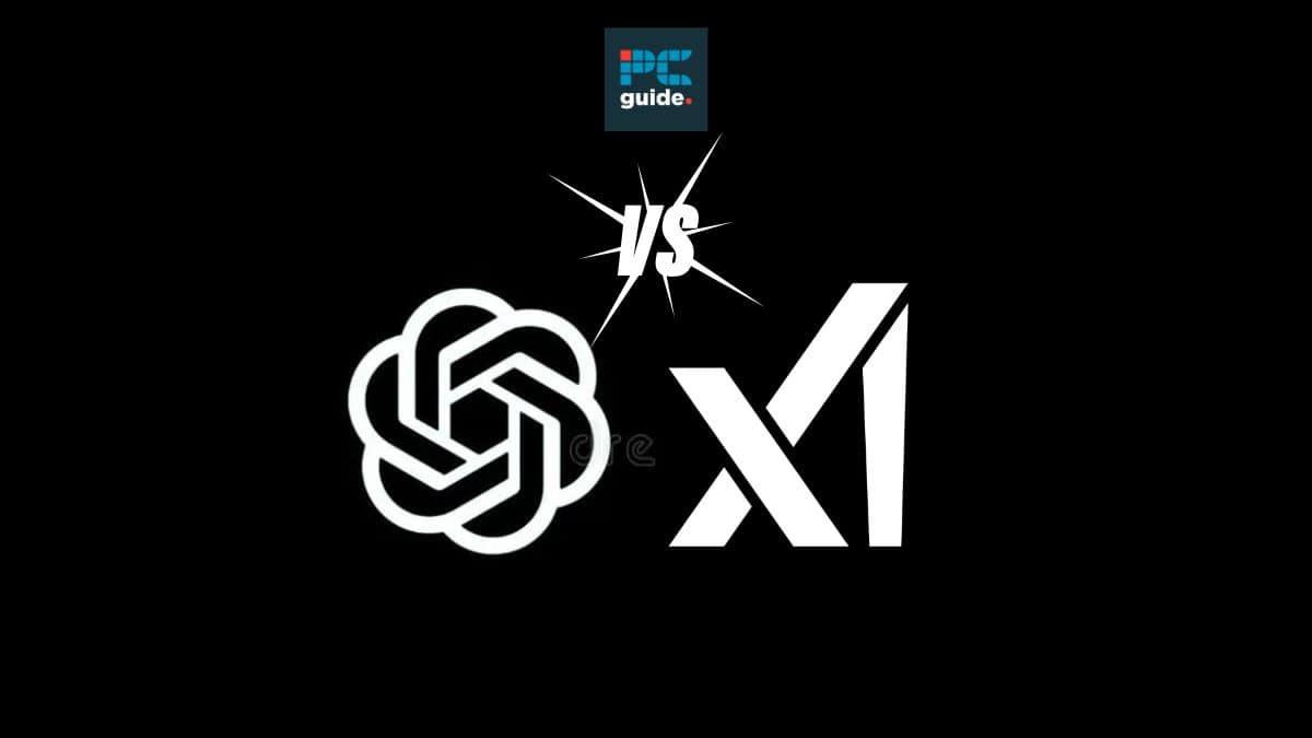 Comparison or showdown between ChatGPT and Grok AI logos, depicted with a 'versus' symbol in the middle.