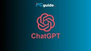 Image shows the chatGPT logo on a blue background below the PC guide logo