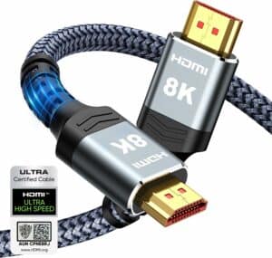 HDMI to HDMI cable for high-definition video and audio transmission.