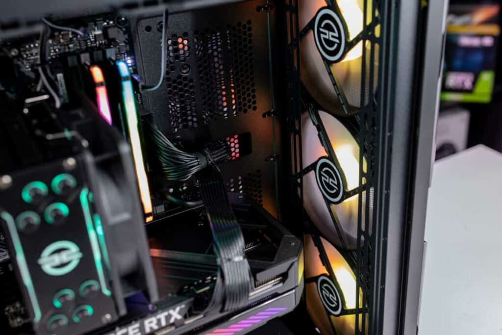 Front case fans in a build