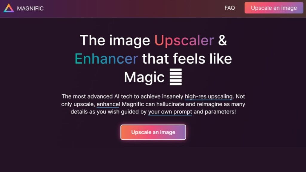 Magnific AI image upscale & enhance.