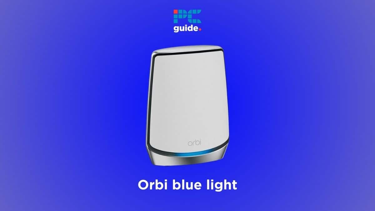 A Orbi on a blue background.