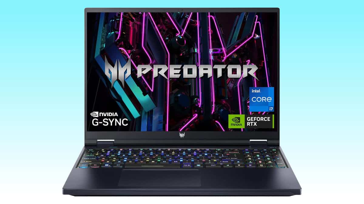 Acer Predator laptop with the word "Predator" prominently featuring on it, available as an Amazon deal.
