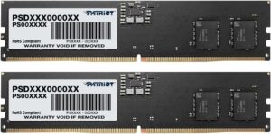 Two 16GB Patriot Memory DDR5 modules, part of the Signature Line series.