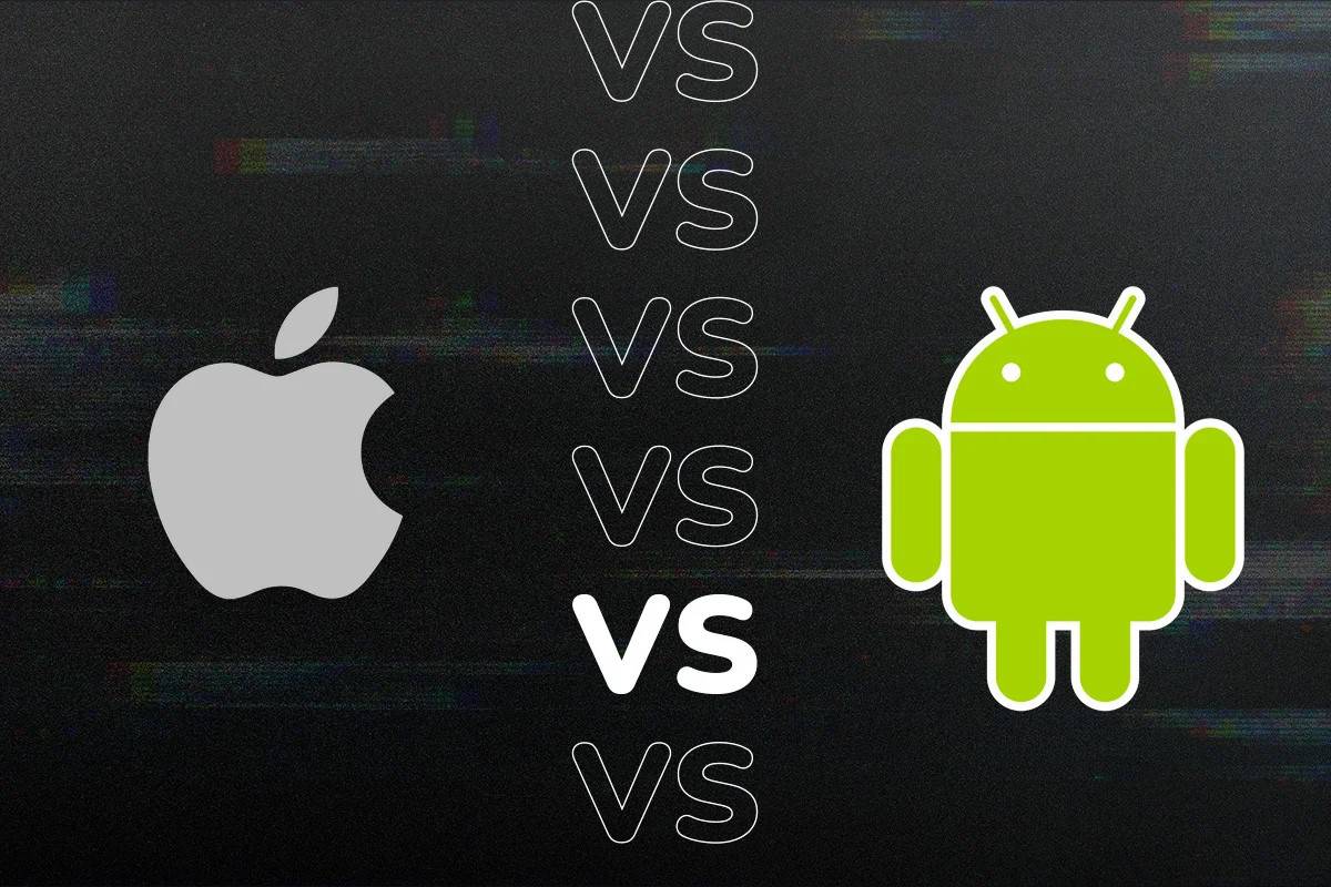 The Battle between Android and iPhone logos.