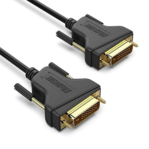 A pair of dvi to vga cables on a white background.