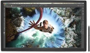 Compare the features and improvements of Adobe Photoshop CS6 and Adobe Photoshop CS7, with a focus on the use of the Wacom Cintiq Pro 27 creative pen display.