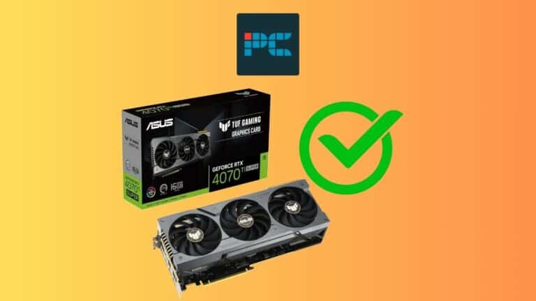 Best Nvidia RTX 4070 Ti Super - Asus TUF card with PC Guide logo and green tick