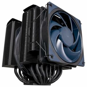 A blue Cooler Master CPU cooler, model MA824, on a white background.