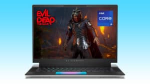 An Alienware gaming laptop with an image of an evil dead character.