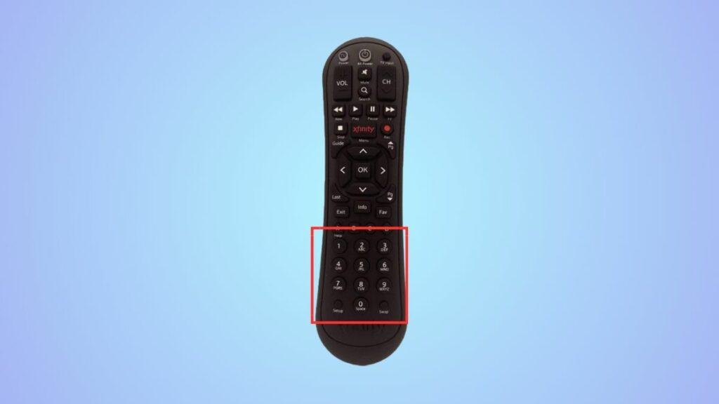 Xfinity XR2 numeric keys on universal remote